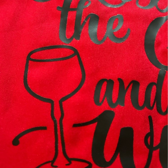 Kiss the Cook and bring wine -red apron - 32” by 27”- new - Picture 4 of 6
